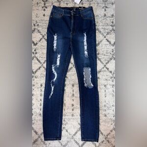 Fashion nova distressed dark wash jeans